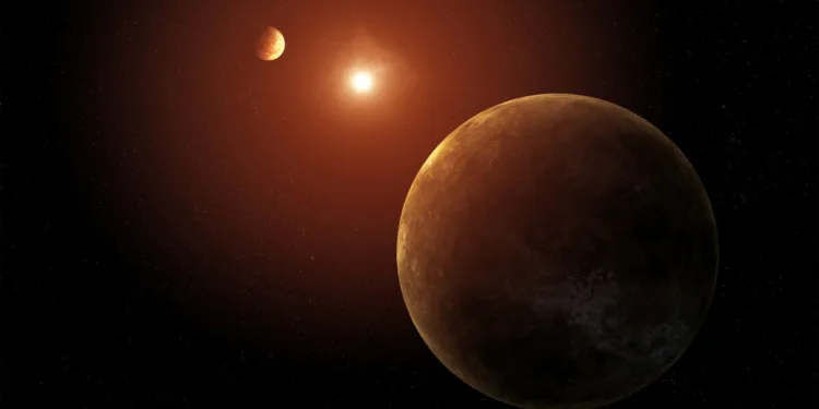 Artist's concept showing two of the seven planets discovered orbiting a sun-like star. The system, called Kepler-385, was identified using data from NASA’s Kepler mission. NASA/Daniel Rutter