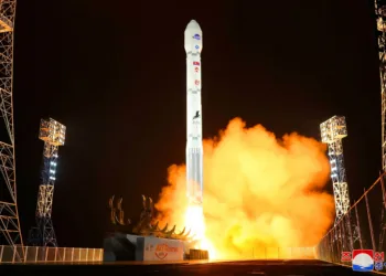 A rocket carrying a spy satellite Malligyong-1 is launched, as North Korean government claims, in a location given as North Gyeongsang Province, North Korea in this handout picture obtained by Reuters on November 21, 2023.  KCNA via REUTERS