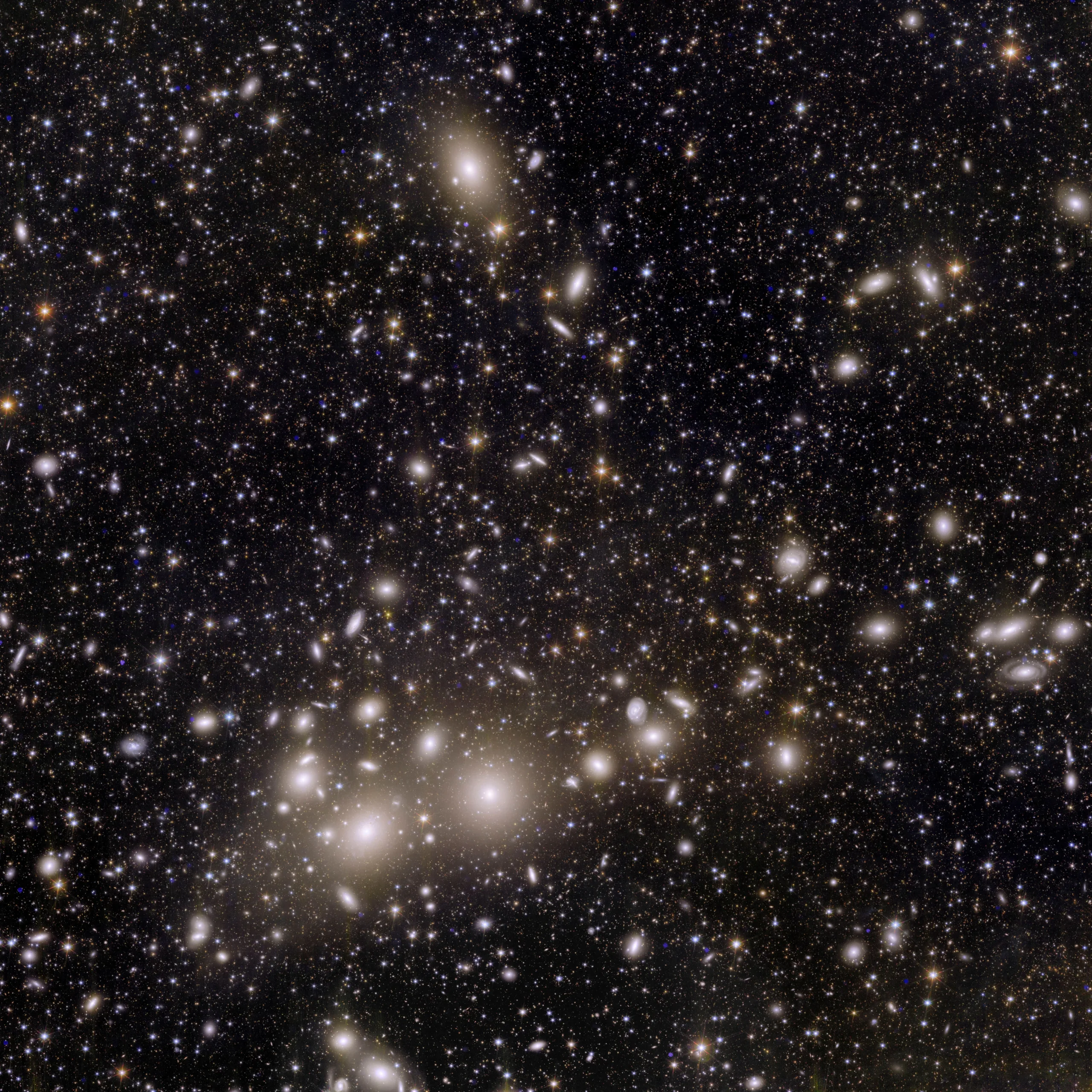 Galaxies belonging to the Perseus Cluster and others further away, captured by Euclid telescope, designed and built by European Space Agency (ESA) to explore dark matter and dark energy which are thought to make up 95% of the universe, are seen in this undated handout image. European Space Agency/Handout via REUTERS