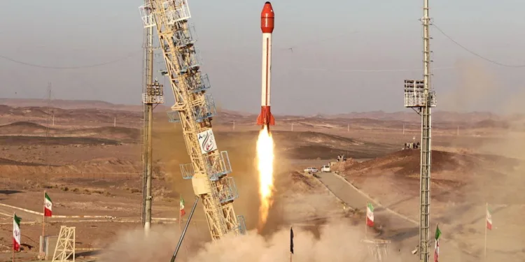 Iran launches a biological capsule through a "Salman" Rocket at an undisclosed location in Iran, in this picture obtained on December 6, 2023. Iran's Ministry of Defence/WANA (West Asia News Agency)/Handout via REUTERS