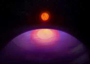 An undated handout image shows an artistic rendering of the possible view from the planet LHS 3154b toward its low mass host star LHS 3154. Penn State/Handout via REUTERS