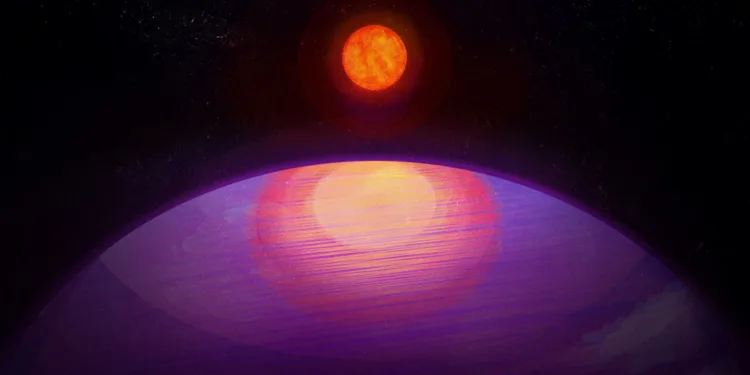 An undated handout image shows an artistic rendering of the possible view from the planet LHS 3154b toward its low mass host star LHS 3154. Penn State/Handout via REUTERS