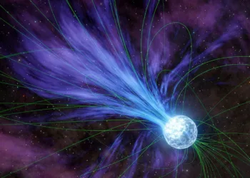 14/02/2024 En una eyección que habría provocado que su rotación se desacelerara, en el concepto de este artista se representa un magnetar perdiendo material en el espacio..

Dos telescopios de rayos X de la NASA han observado un misterioso estallido de ondas de radio, conocido como FRB por sus siglas en inglés, apenas unos minutos antes y después de que ocurriera.

POLITICA INVESTIGACIÓN Y TECNOLOGÍA
NASA/JPL-CALTECH