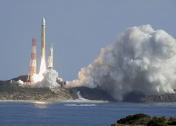 A second test model of H3 rocket lift off from the launching pad at Tanegashima Space Center on the southwestern island of Tanegashima, Kagoshima Prefecture, Japan February 17, 2024, in this photo taken by Kyodo. Mandatory credit Kyodo via REUTERS