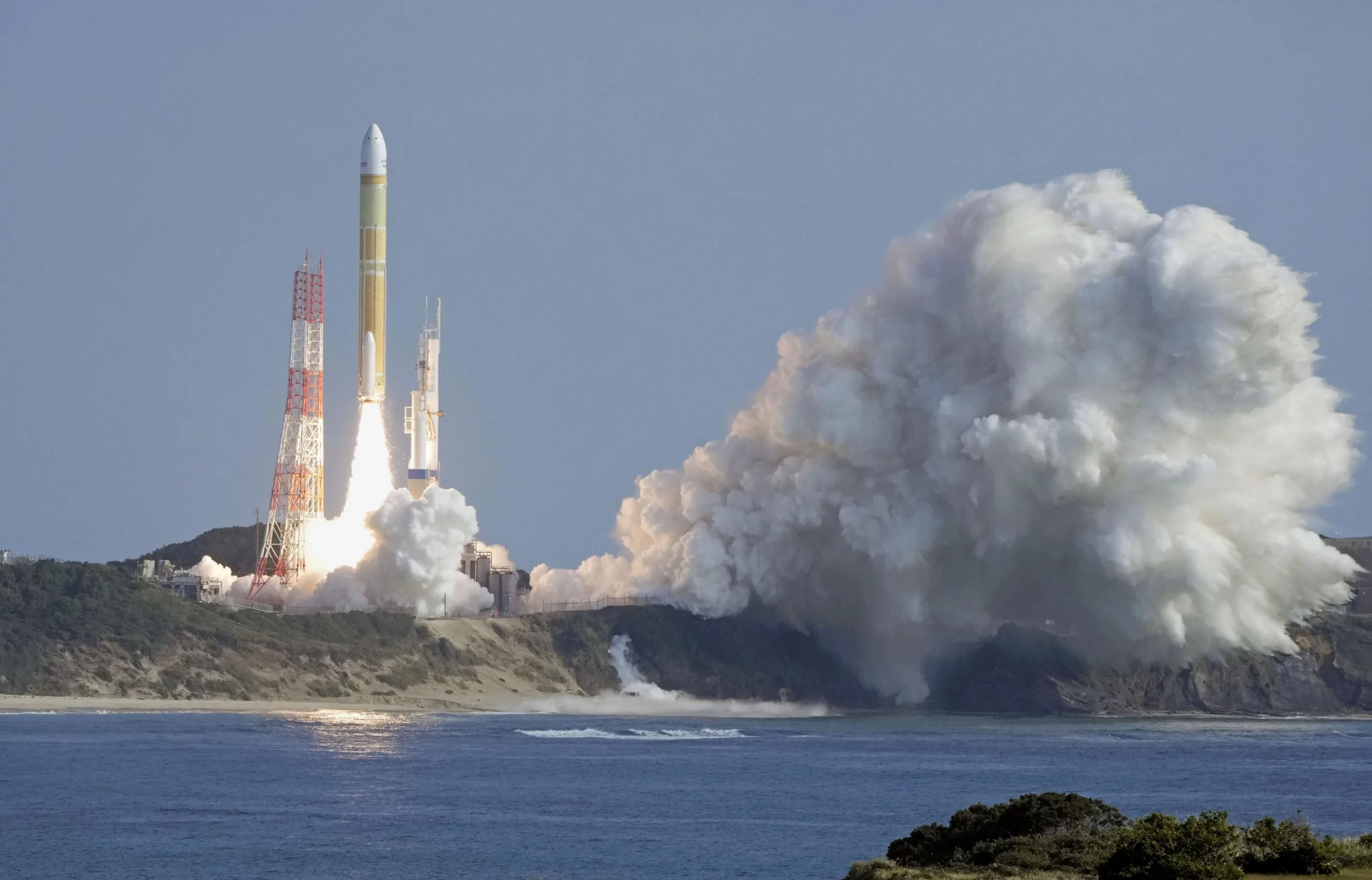 A second test model of H3 rocket lift off from the launching pad at Tanegashima Space Center on the southwestern island of Tanegashima, Kagoshima Prefecture, Japan February 17, 2024, in this photo taken by Kyodo. Mandatory credit Kyodo via REUTERS