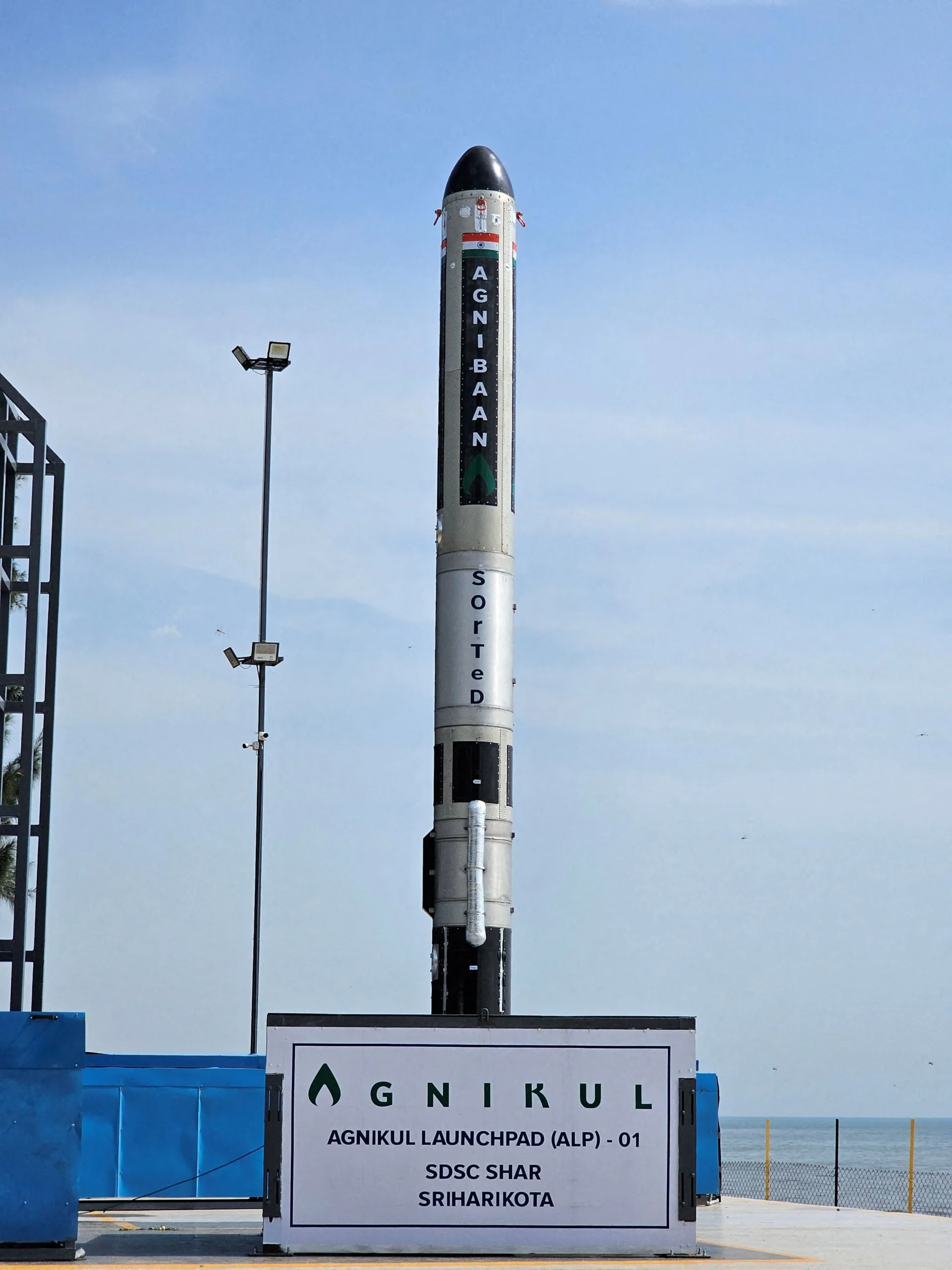 FILE PHOTO: Agnibaan SubOrbital Technological Demonstrator (SOrTeD), vehicle is seen at Agnikul's Launchpad at Satish Dhawan Space Center in Sriharikota, India, November 28, 2022. Agnikul Cosmos Private Limited/Handout via REUTERS