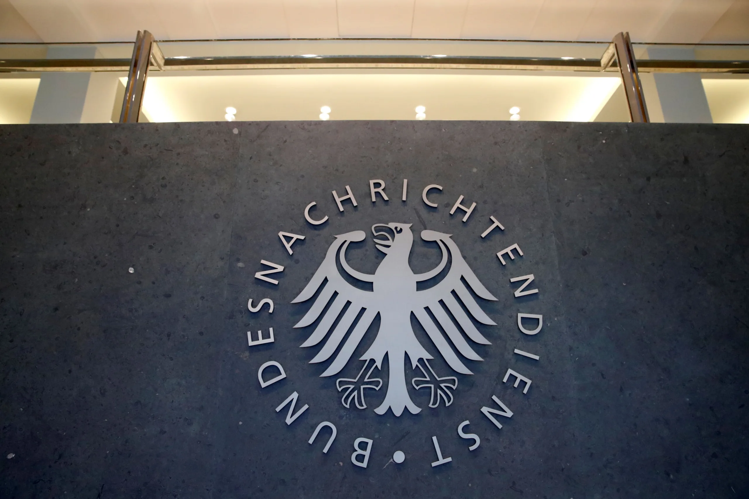 FILE PHOTO: A sign of the headquarters of the Bundesnachrichtendienst (BND), Germany's Federal Intelligence Service, is seen in Berlin, Germany, February 8, 2019. REUTERS/Axel Schmidt