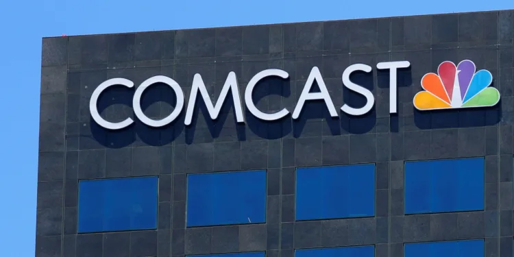 The Comcast NBC logo is shown on a building in Los Angeles, California, U.S. June 13, 2018. REUTERS/Mike Blake