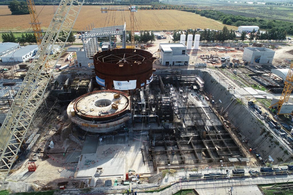 Imagen del reactor CAREM, en la planta de Lima, Zárate, Provincia de Buenos Aires. industria nuclear argentina