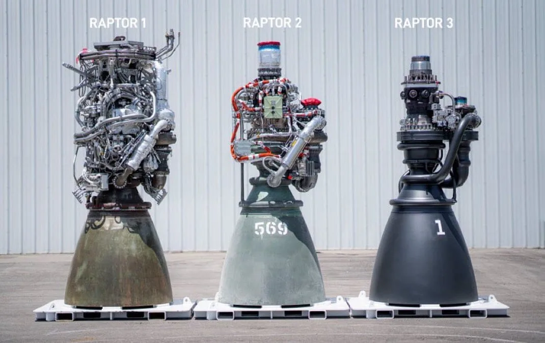 Evolución de los motores Raptor de SpaceX.