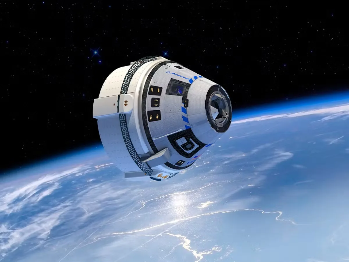 Imagen artística de la Starliner de Boeing. Estación Espacial retiro