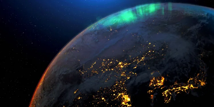 base elements of this image by NASA. Create 3d rendering animation by mix imagery land surface , night light ,cloud and generate aurora light, thunder layer by after effect .
source :
https://eoimages.gsfc.nasa.gov/images/imagerecords/144000/144898/BlackMarble_2016_01deg.jpg
https://visibleearth.nasa.gov/images/73580/january-blue-marble-next-generation-w-topography-and-bathymetry