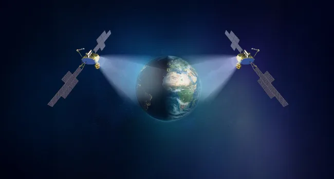 Ilustración de la constelación Spainsat NG completa.