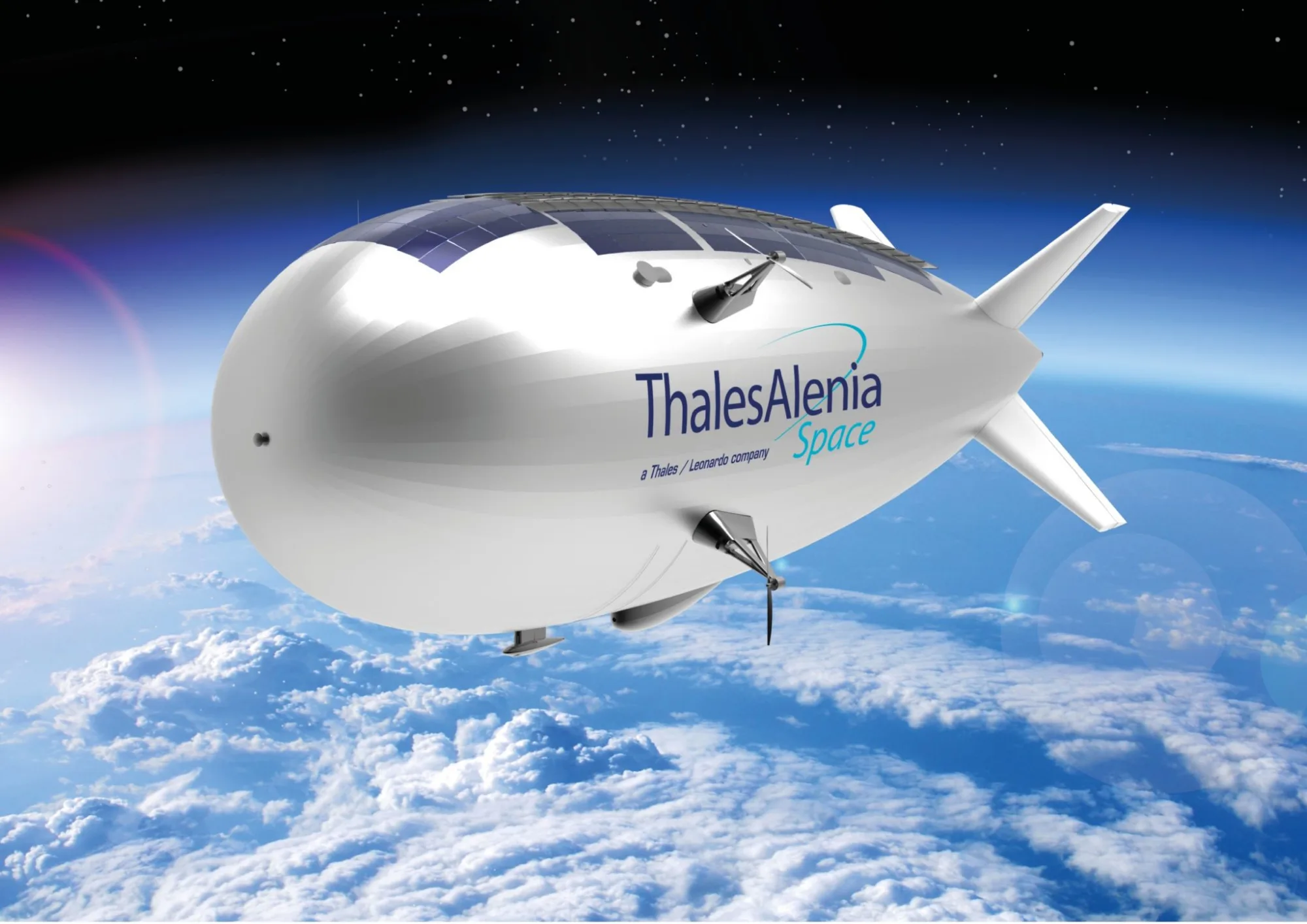 Ilustración conceptual del dirigible Stratobus de Thales Alenia Space.