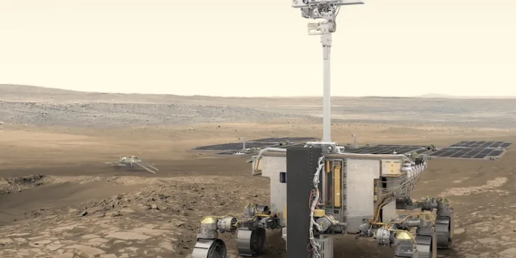 Rosalind Franklin rover ExoMars Mars ESA artist illustration