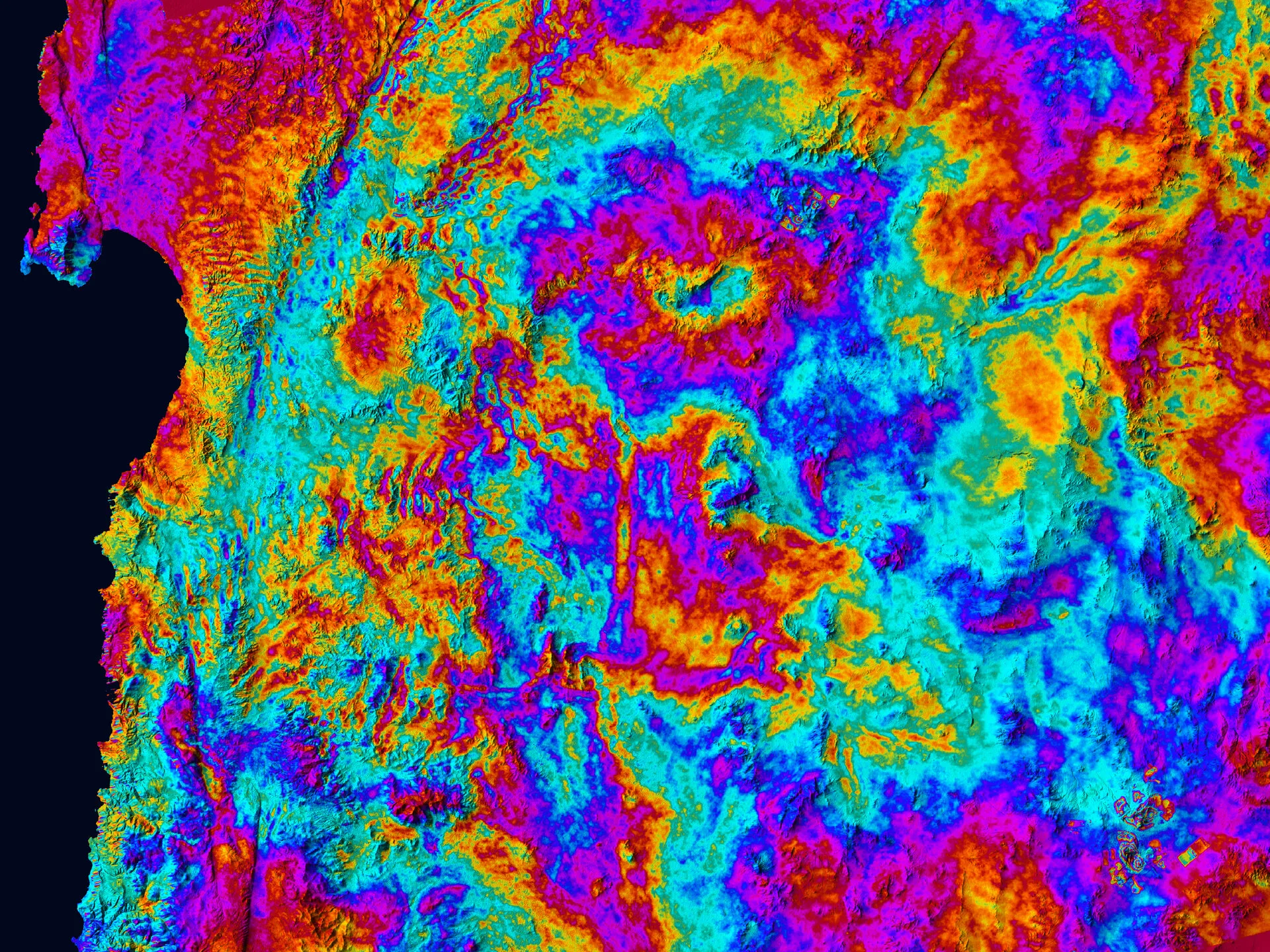 Interferograma Sentinel-1C del norte de Chile.