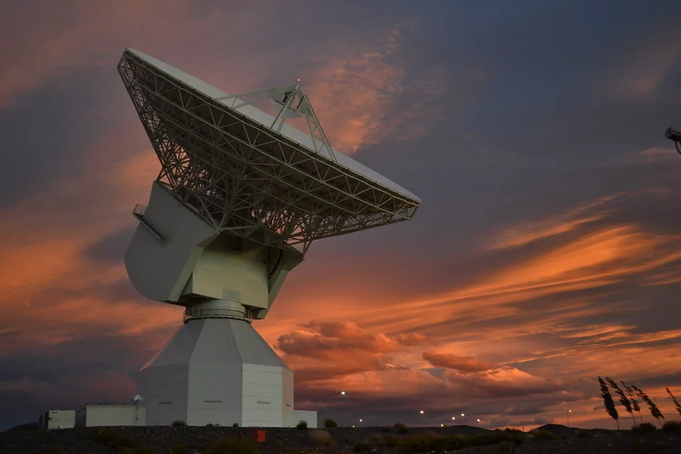 La antena de espacio profundo de la Agencia Espacial Europea (ESA) en Malargüe, parte de la red internacional de seguimiento de misiones interplanetarias.
