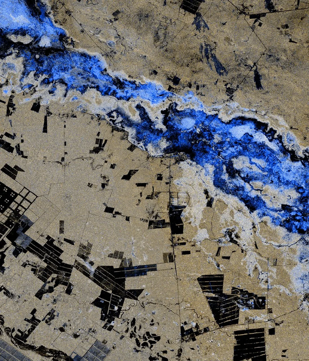 Imagen radar del satélite SAOCOM sobre la provincia de Formosa, utilizada para monitoreo ambiental y gestión territorial.