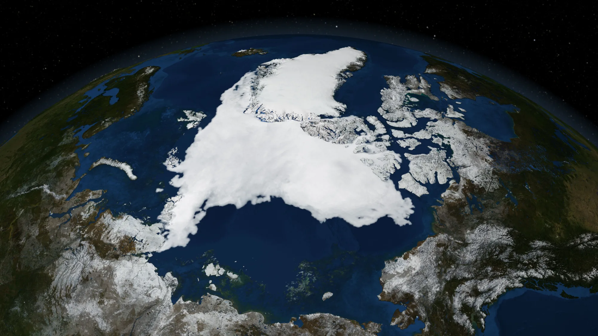 Imagen tomada desde el espacio del Polo Ártico