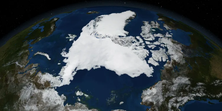 Imagen tomada desde el espacio del Polo Ártico