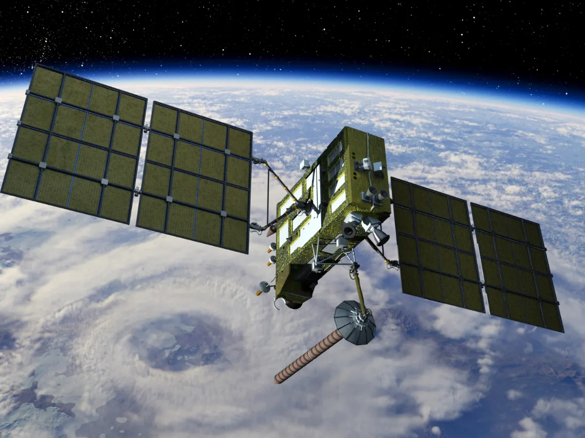Representación de un satélite de navegación por satélite tipo GLONASS, parte de la constelación rusa.