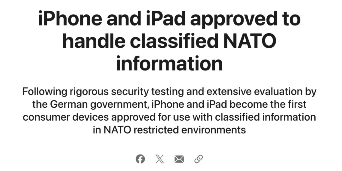 Apple anunció que la OTAN habilitó iPhone y iPad para operar con datos “NATO Restricted”.