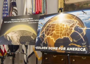Grafica de la presentación del Golden Dome en la Casa Blanca. Crédito: archivo