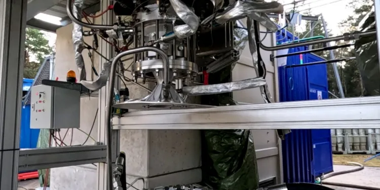 El motor Greta listo para las pruebas de encendido en un nuevo banco de pruebas móvil en Trauen, Alemania.