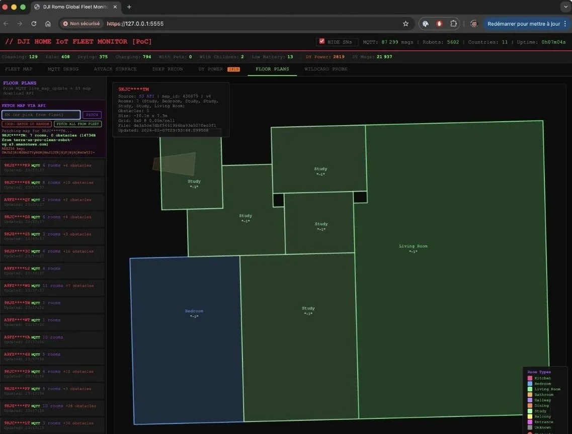Mapa de un hogar tomado por el robot aspiradora Romo de DJI.