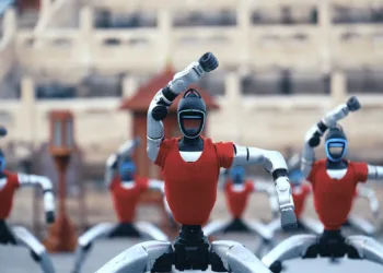 Unitree presenta 49 robots humanoides que realizan una demostración sincronizada de artes marciales en el Templo del Cielo después del espectáculo de gala del Festival de Primavera.