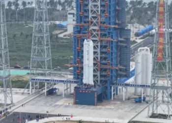 Un cohete en el área de lanzamiento del primer puerto espacial comercial de China, en Wenchang, Hainan. Allí iSpace viene realizando preparativos vinculados a su próxima generación de lanzadores.