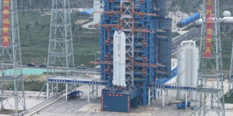 Un cohete en el área de lanzamiento del primer puerto espacial comercial de China, en Wenchang, Hainan. Allí iSpace viene realizando preparativos vinculados a su próxima generación de lanzadores.