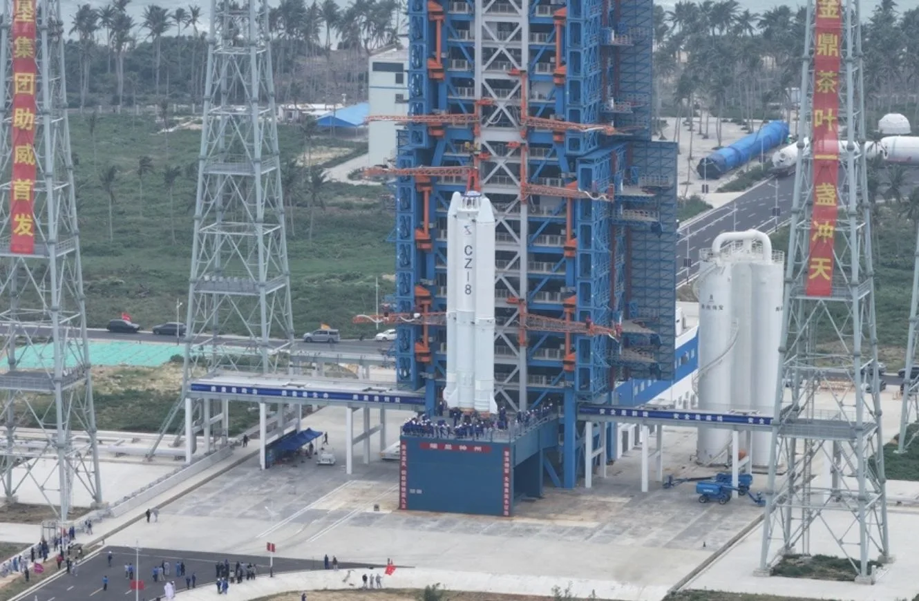 Un cohete en el área de lanzamiento del primer puerto espacial comercial de China, en Wenchang, Hainan. Allí iSpace viene realizando preparativos vinculados a su próxima generación de lanzadores.