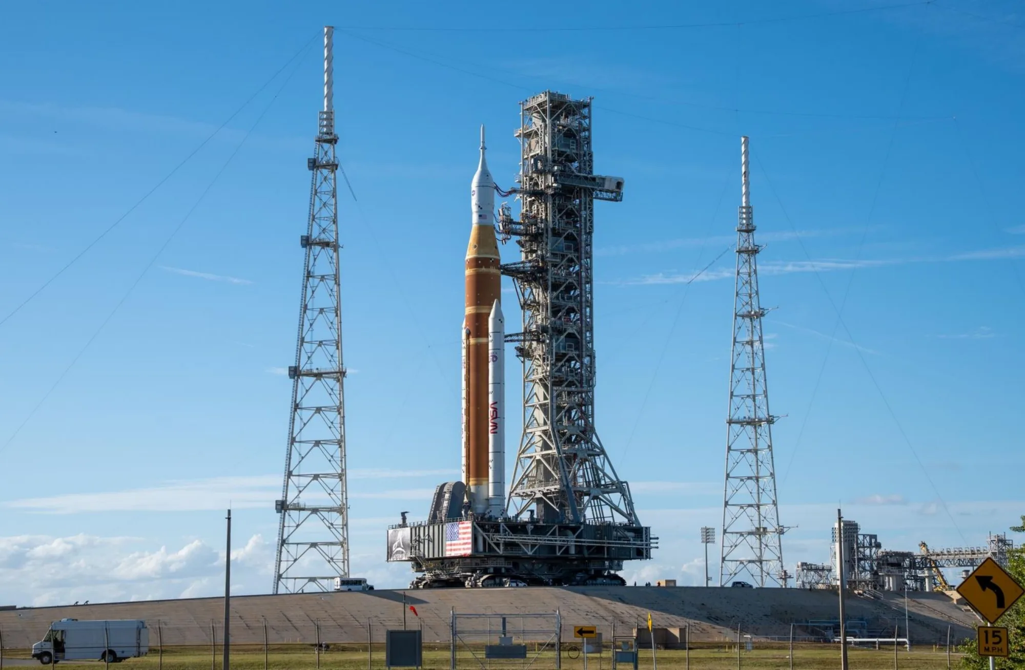 El conjunto de lanzamiento en la Plataforma 39B del Centro Espacial Kennedy de la NASA, en Florida. 