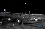 Concepto artístico de la Fase 3 de la base lunar de la NASA. Crédito: NASA