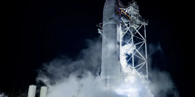Imagen del megacohete Starship V3 de SpaceX. Crédito: SpaceX.
