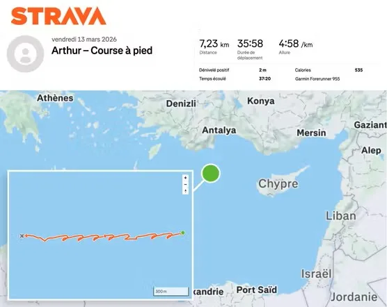 Un oficial francés expuso la ubicación del portaaviones Charles de Gaulle por publicar en Strava su registro de running en la cubierta del barco.