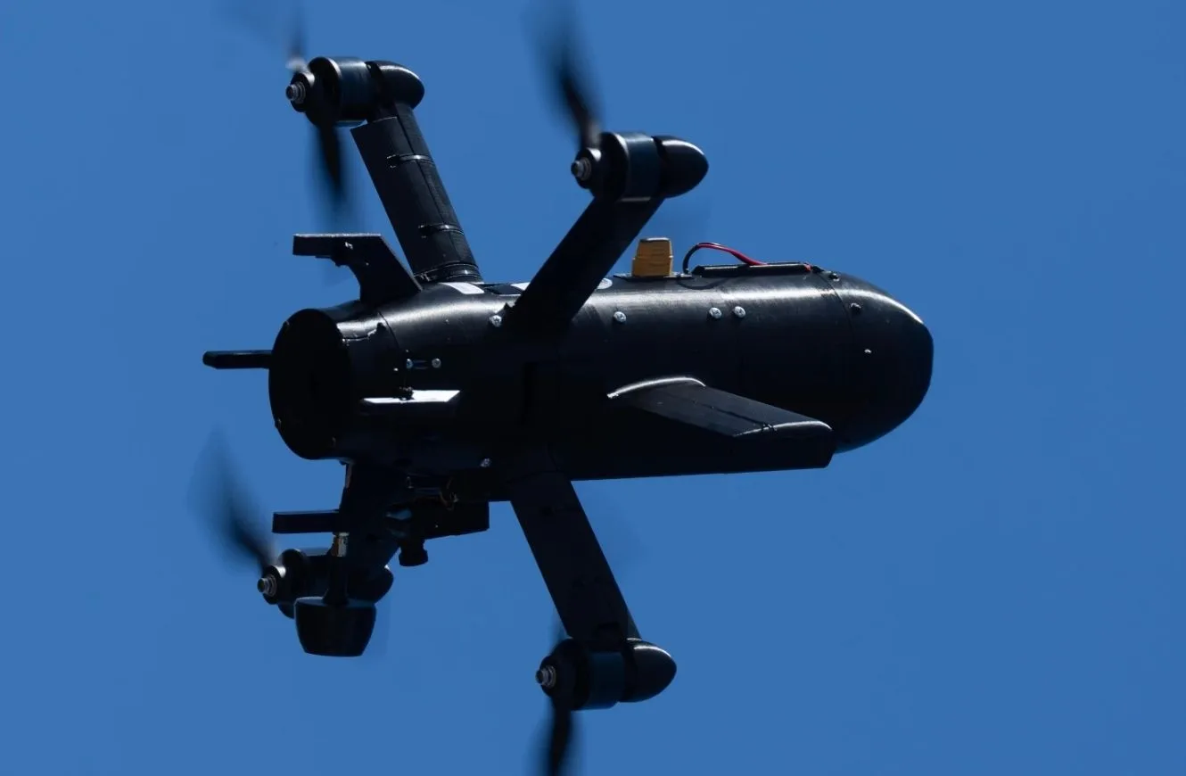 Dron interceptor antiaéreo de la empresa ucraniana General Cherry, diseñado para destruir drones de ataque rusos. Estos ejemplares se probaron durante una demostración en la región de Kiev, el 11 de marzo de 2026.