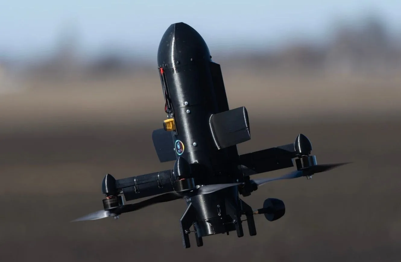 Dron interceptor antiaéreo de la empresa ucraniana General Cherry, diseñado para destruir drones de ataque rusos. Estos ejemplares se probaron durante una demostración en la región de Kiev, el 11 de marzo de 2026.