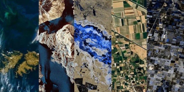 Imágenes satelitales tomadas por misiones de observación de la Tierra.