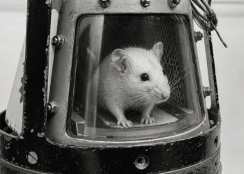 Imagen del ratón Belisario, el primer ser vivo lanzado a un vuelo suborbital por Argentina. ratón belisario