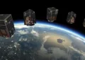 Imagen de constelación satelital de la empresa Satellogic. Satellogic contrato