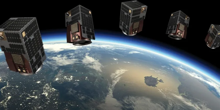 Imagen de constelación satelital de la empresa Satellogic. Satellogic contrato