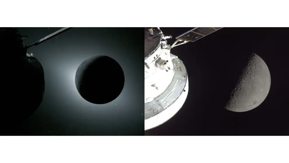 Imágenes de la Luna captada desde la nave Orion durante el sobrevuelo de Artemis II con una cámara GoPro HERO 4 Black. Crédito: NASA. Artemisa II Iphone
