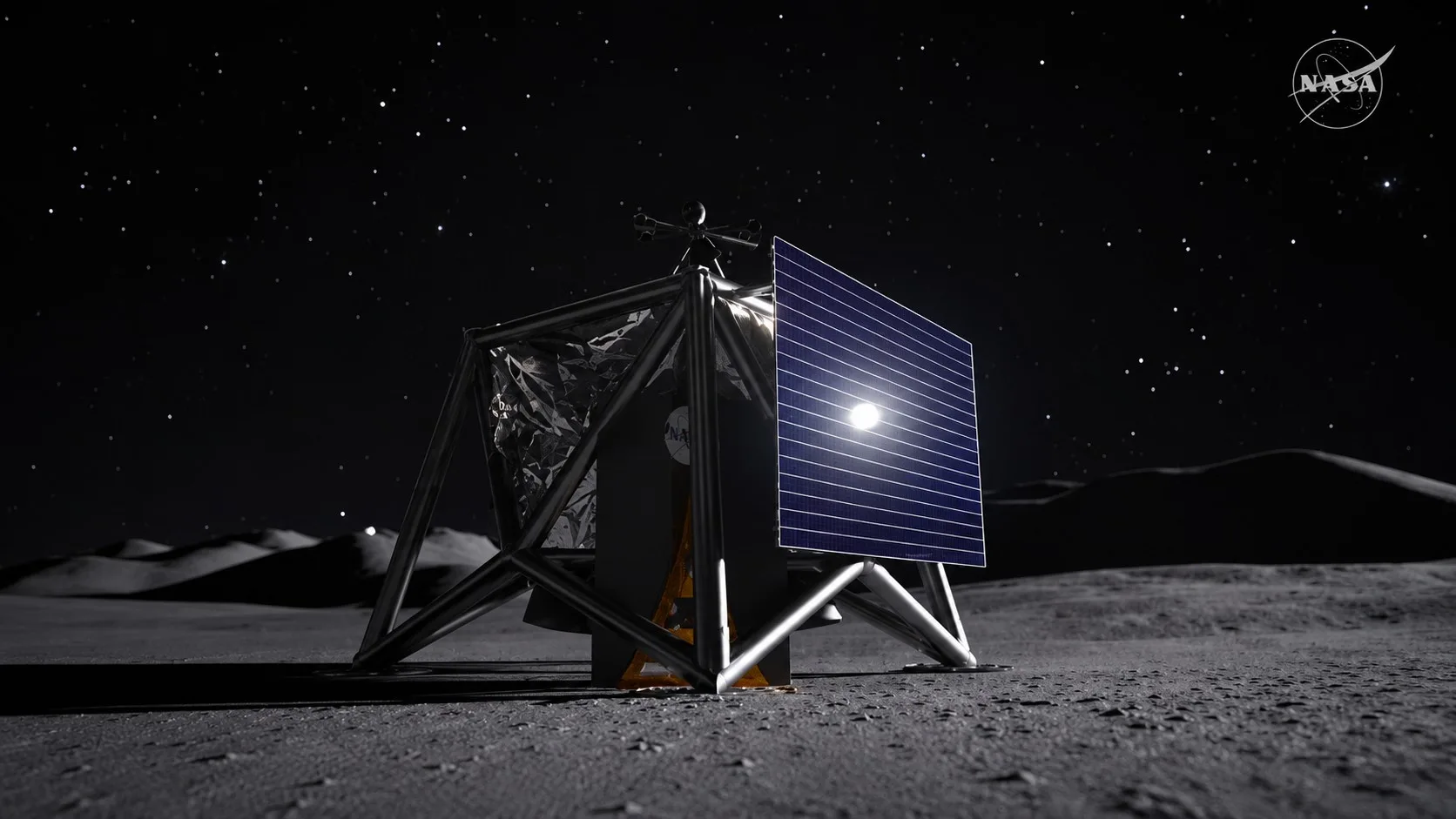 Representación artística de los drones MoonFall que operarán en el Polo Sur de la Luna.