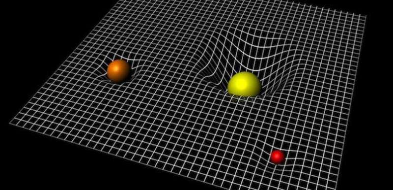 Gráfico representativo de la gravedad como curvatura del espacio-tiempo.