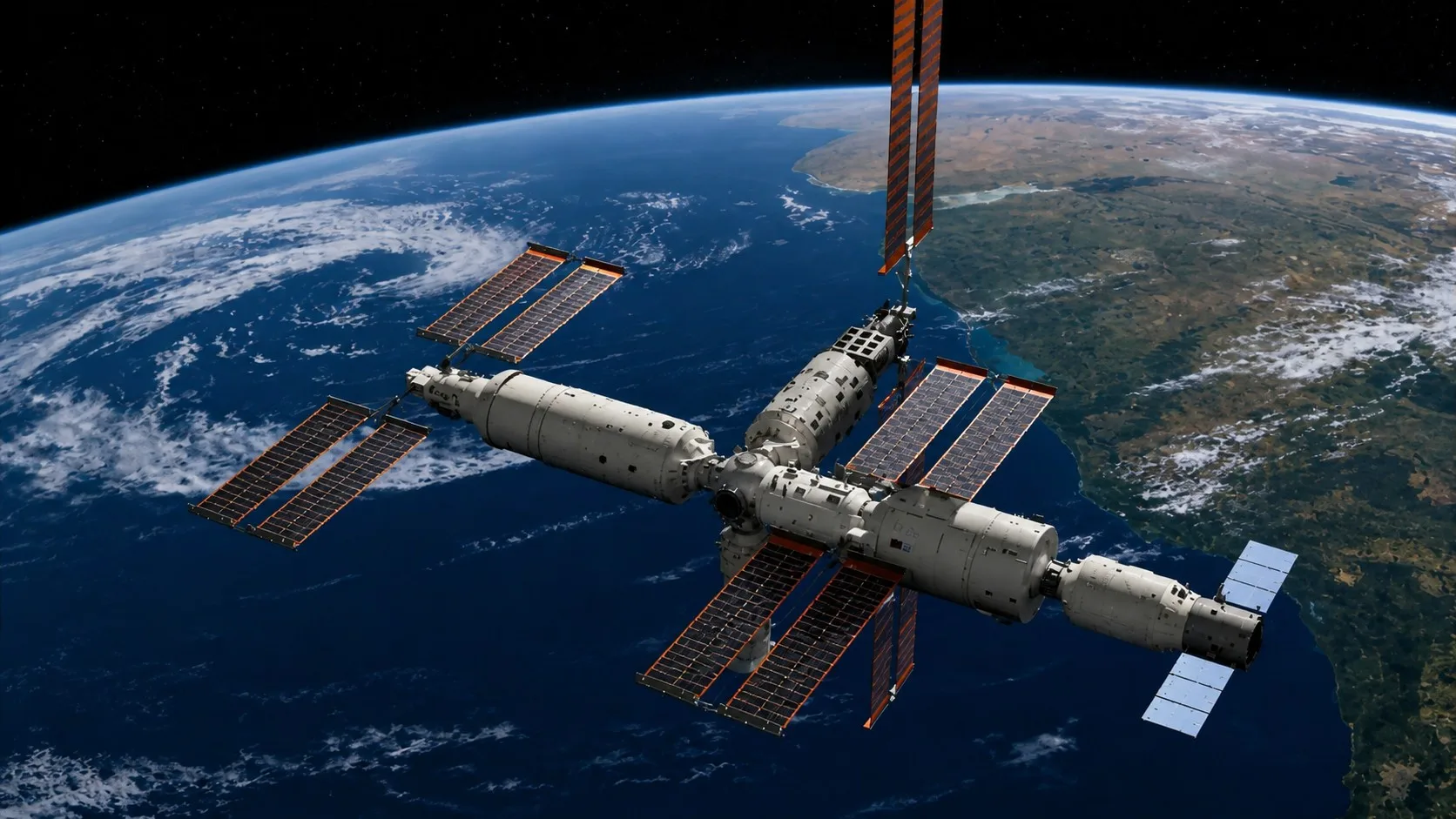 Imagen de la Estación Espacial Internacional china,Tiangong. Shenzhou-21