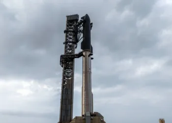 SpaceX prepara el Flight 12 del Starship el 22 de mayo, en la plataforma de lanzamiento PAD 2 de la Starbase, Boca Chica, Texas.