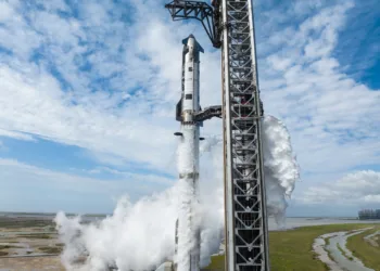 El megacohete Starship V3 se prepara para la prueba de vuelo 12. Crédito: SpaceX.