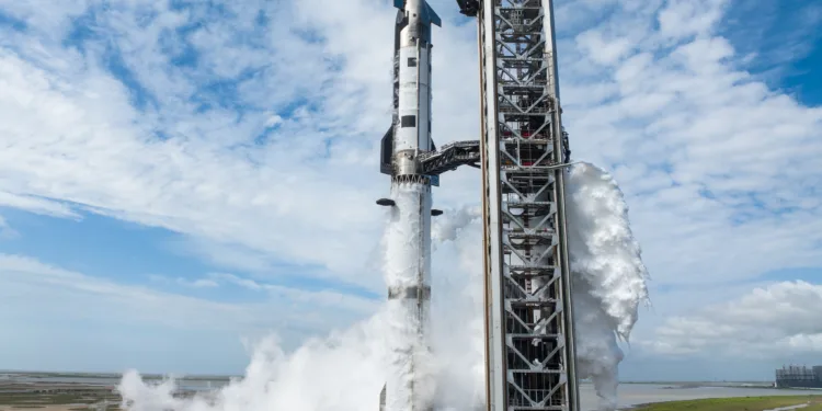 El megacohete Starship V3 se prepara para la prueba de vuelo 12. Crédito: SpaceX.